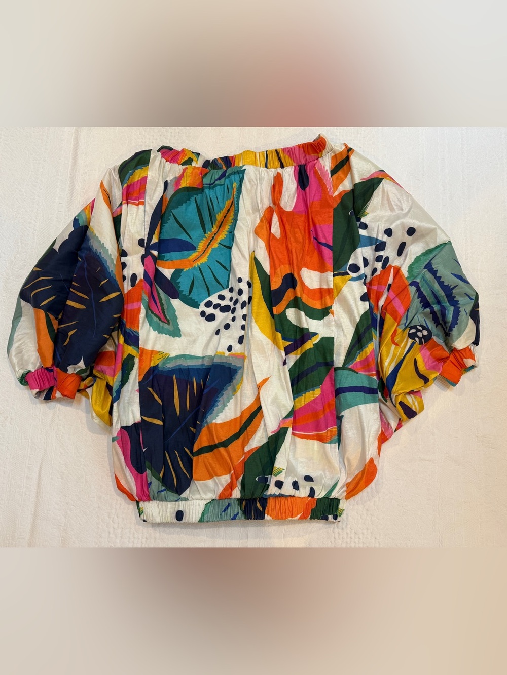 Plus Size Colorful Off the Shoulder Leaf Top by Polly Pearl